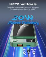 Banco de Energía magnético, Cargador portátil de 10000 mAh, paquete de badería with Pantalla LED type C para iPhone 14/15/13/12 Series (GREEN) - details 2