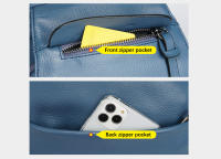 Mochila Pequeña De Cuero Zency Para Mujer Con Muchos Bolsillos Y Cubierta De Flap Antirrobo Bolso De Hombro De Moda - details 7