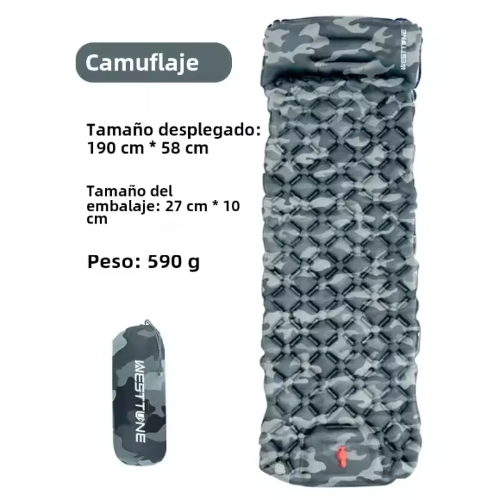Manta De Acampar Inflable WESTTUNE Ultraligera Con Almohada Y Bomba Integrada Para Camping Y Senderismo Matrícula De TPU Nylon - 1