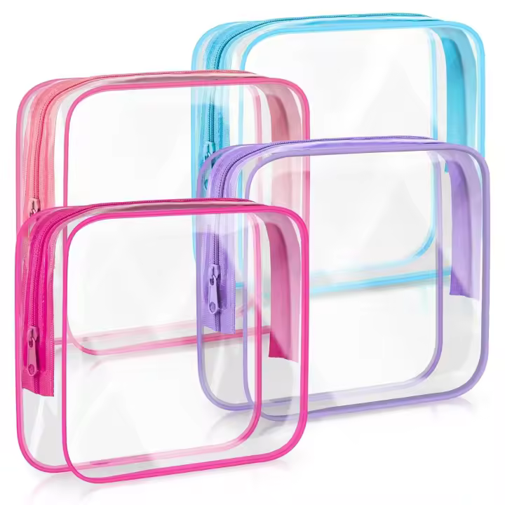 Bolsa de ASEO por La TSA, paquete de 4 bolsas de Cosméticos, Bolsa de ASEO transparente,artículos Viaje - 1