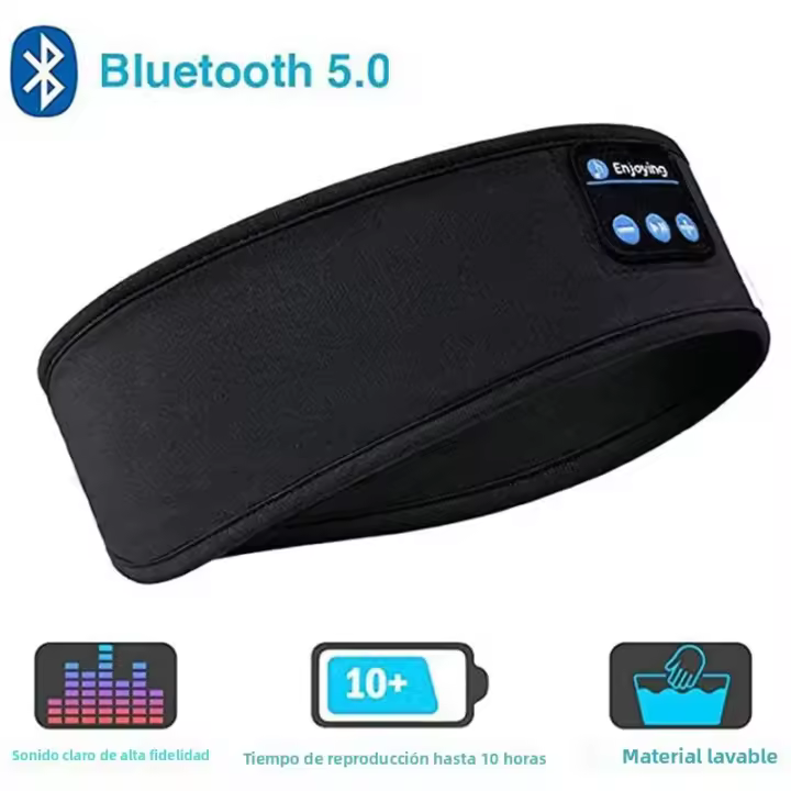 Mascarilla De Sueño Con Auriculares Bluetooth Comodidad Elástica Suave Música Wireless Earphones Estilo Ows Headband - 1