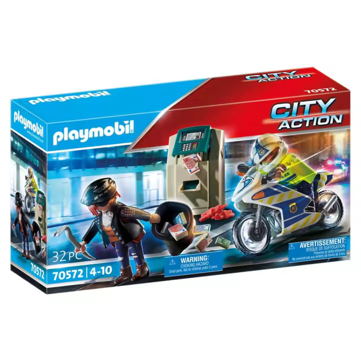 Playmobil City Action Moto de Policía, persecución del ladrón de dinero (70572) - 1