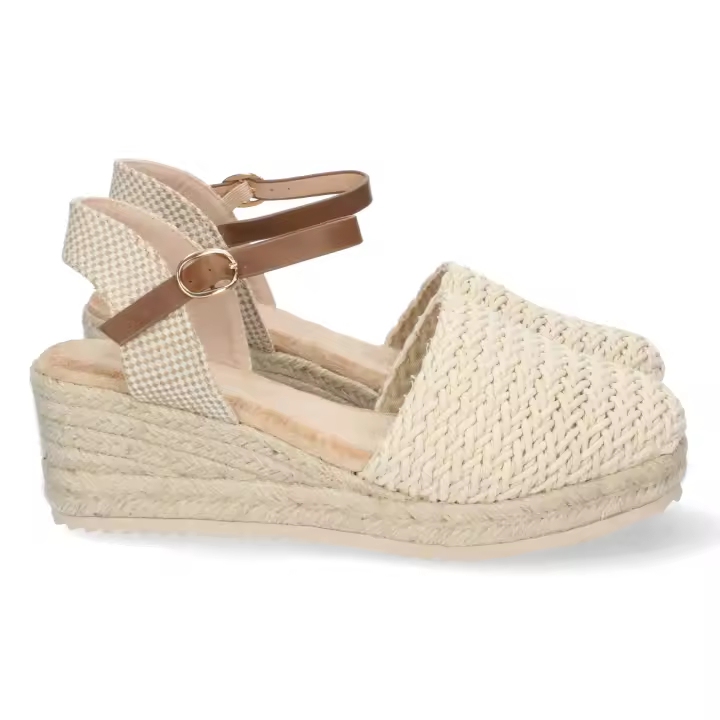 PuntoSalao Sandalias de cuña media en yute pala rafia mujer color beige - 1