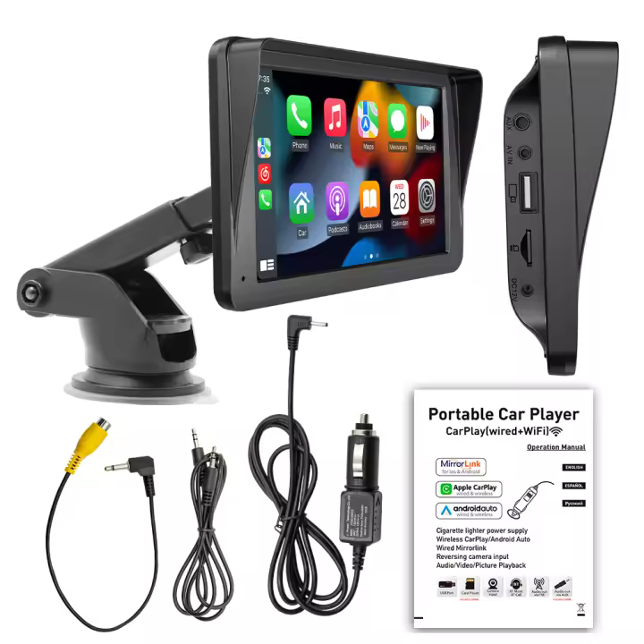 BQCC Radio De Coche 7 Pulgadas Con Pantalla Táctil Y Visera Solar Soporte De Medios Multimedia Wireless Carplay Y Android Auto - 1
