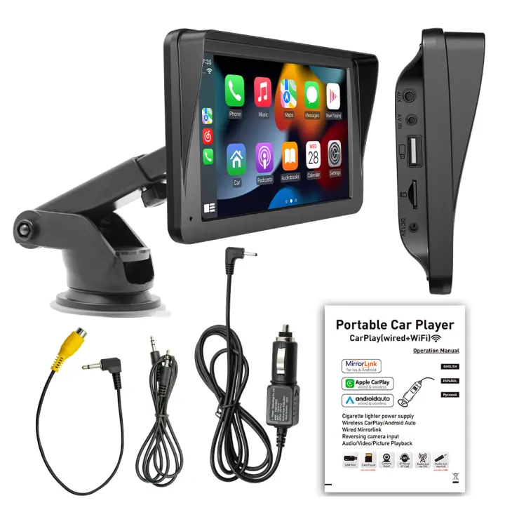 BQCC Radio De Coche 7 Pulgadas Con Pantalla Táctil Y Visera Solar Soporte De Medios Multimedia Wireless Carplay Y Android Auto - 1