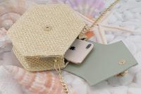 Bolso De Hombre De Paja Hexagonal Yogodlns Para Mujer Estilo Bohemio Hecho en Mano Bolso De Playa Verano With Cadena Cruzada - details 0