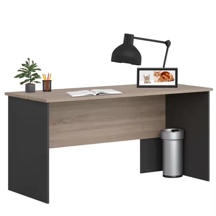 Mesa de Escritorio Oficina Nibis Industrial Color Roble Sonoma y Gris Antracita 160 cm - 1