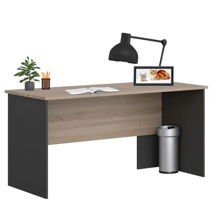 Mesa de Escritorio Oficina Nibis Industrial Color Roble Sonoma y Gris Antracita 160 cm - 1