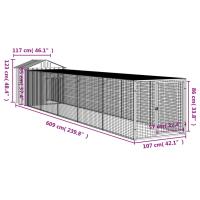 vidaXL Gallinero con Corral Jaula para Gallinas Pollos Acero Galvanizado Gris - details 7