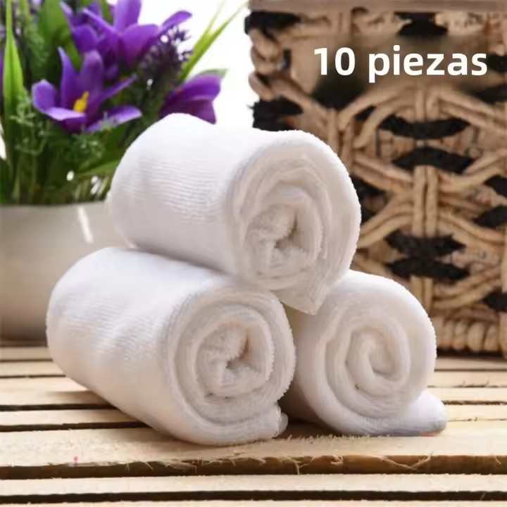 Toallas De Rostro Blancas Suaves De Microfibra 10 Piezas Toallas De Baño De Hotel Toallas De Mano Multifuncionales Portátiles Para Limpieza - 1
