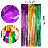 2 Pack Cortinas De Foil Mardi Gras Con Borlas Metálicas Para Decoración De Fiestas De Cumpleaños Boda Y Decoraciones De Fiesta Mardi Gras - details 1