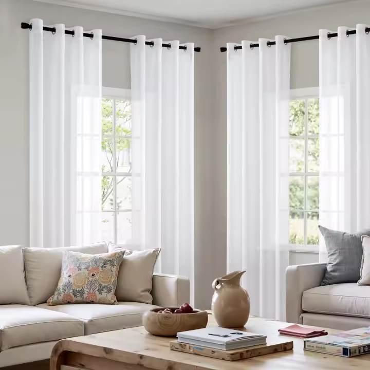 Tende Trasparenti in Voile Con Occhielli Morbidi Finestre per Camera da Letto e per Salotto Eleganti Soggiorno 4 Pannelli 140x260cm Bianco - 1