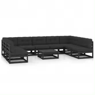 VIDAXL 3077203 conjunto de muebles exteriorers para el jardín fabricado en pino de acabado negro vida xl - 1