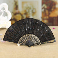 Abanico Plegable De Lujo Estilo Chino Vintage Para Bodas Y Fiestas Con Doble Cara De Encaje Y Seda Diseño De Flor Para Baile Y Manualidades - details 11
