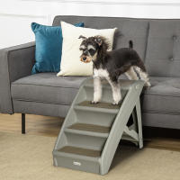 PawHut Escalera Plegable para Mascotas de 4 Peldaños Escalón para Perros Gatos Portátil con Alfombras Antideslizantes para Cama Sofá Carga 20 kg 62x38x49,5 cm - details 1