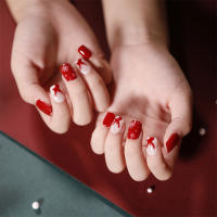 Juego De 24 Uñas Postizas De Acrílico Navidad Con Hojas Plateadas Falsas Uñas Cortas Francesas Adhesivas Removibles Para Fiesta - details 16