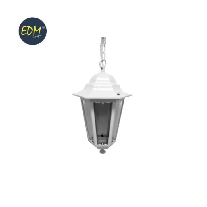 Farol de Aluminio y Cristal para Techo IP44 E27 60W Color Blanco Ø19,2x94,7cm Modelo Zurich EDM - 1