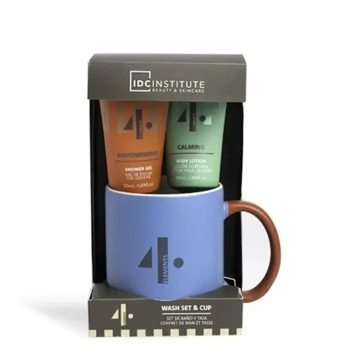 IDC Institute 4 Elementos Cup Set: Set de Cuidado Corporal Completo con Gel de Ducha, Loción Corporal y Taza de Cerámica para un Bienestar Total - 1