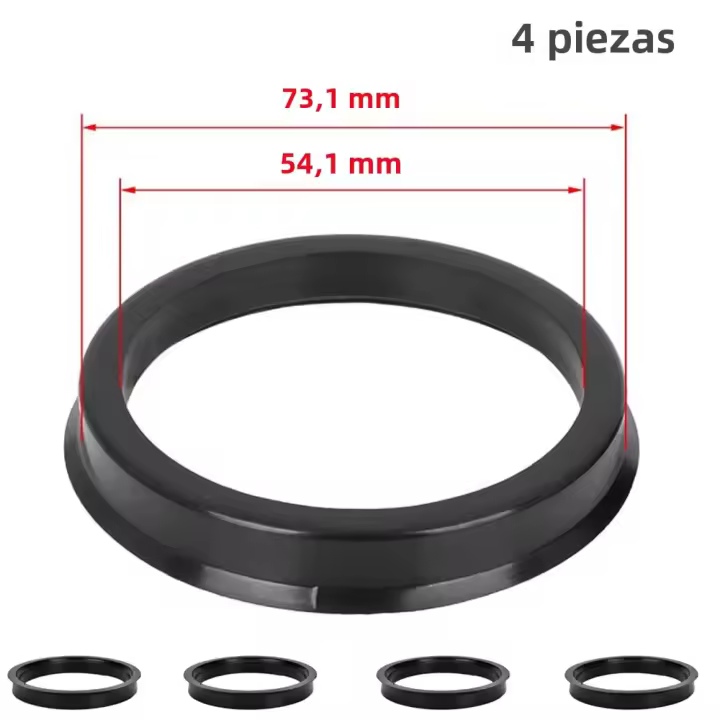Anillos Centrales Para Ruedas De Coche 4pcs Ajuste De Bore Plástico Negro 73.1-57.1 66.6-57.1 73.1-60.1 73.1-66.6 67.1-60.1 73.1-56.1 73.1-54.1 - 1