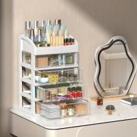 Organizador de maquillaje para tocador, organizador de encimera grande con cajones, almacenamiento de cosméticos para el cuidado de la piel, pinceles, sombras de ojos, lociones, lápiz labial, esmalte de uñas. Ideal para tocador, baño, dormitorio. - details 2