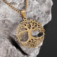 Collar De Moda De Acero Inoxidable Árbol De La Vida Colgante Retro Amuleto De Suerte Para Hombres Y Mujeres Joyería Clásica - details 1