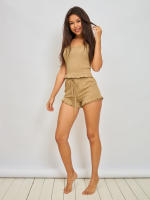 Conjunto De Pijama Para Mujer Ropa De Dormir Cómoda De Algodón Sintético Con Estilo Sexy Top De Hombros Y Shorts Shorts De Verano Casual Para El Hogar - details 24