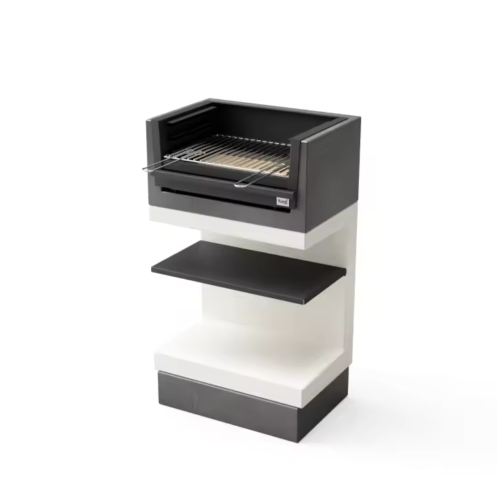 TUOZI - Barbacoa de Obra para Leña y Carbón Modelo KITAWAY MINI GRILL (Gris/Blanco - 63 x 41,5 x 110 cm) REF: T00979 - 1