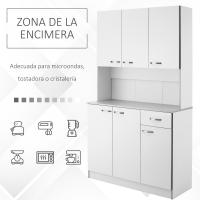HOMCOM Gabinete de Almacenaje Armario para Cocina de 6 Puertas con Gran Espacio para Microondas con 1 Cajón Estante Ajustable 101x39x180 cm Blanco - details 2