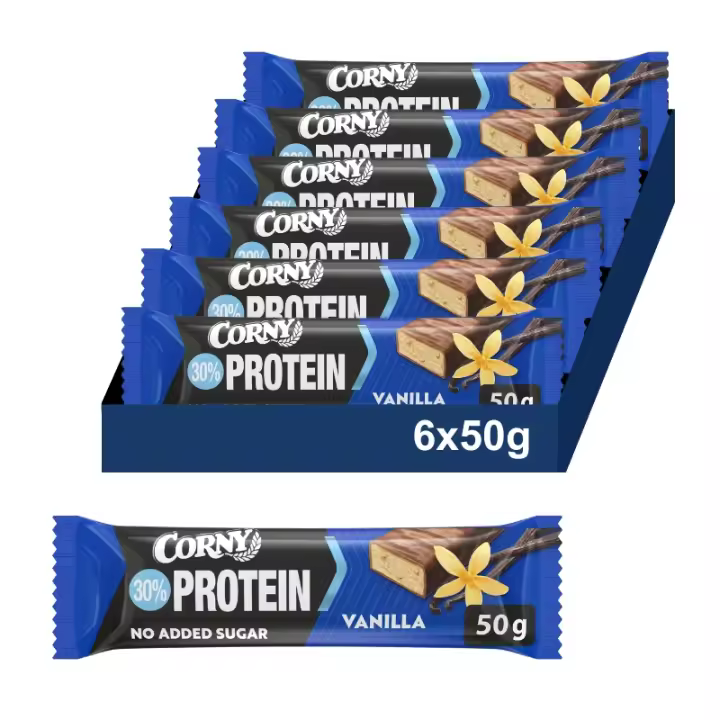 CORNY Protein Barritas 30% Proteínas de Vainilla. Sin Azúcares Añadidos. Pack 6x50gr - 1