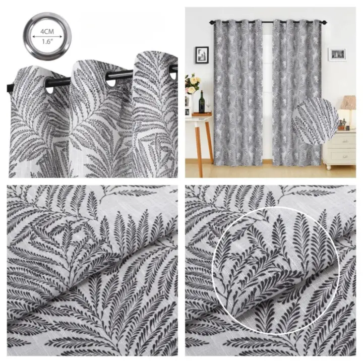 Pack 2 cortinas de salón / habitación estampado hojas , estiloso , novedoso y elegante de 140 x 260 cm - 1