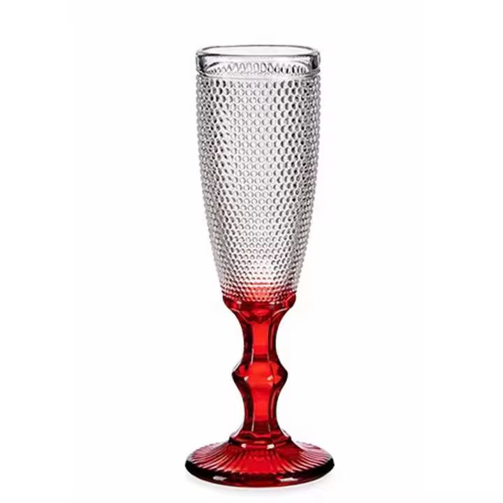 Gerimport Set 6 Copas de Cristal para Cava Rojo 18 Cl 20 X 7 X 5.8 Cm - Elegante Diseño - 1