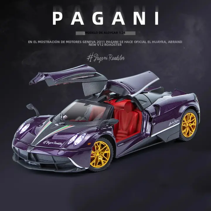 Modelo De Coche Deportivo Pagani Huayra Dinastia 1:24 En Escala Con Luz Y Sonido Puertas Abiertas Colección Para Niños Regalo Vehículo De Carreras Duradero De Aleación Metal Y Plástico Tamaño 20.5*8.8*5CM - 1