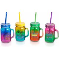 Disok Lote 12 a 24 Jarras de Cristal Multicolor con Frases en Inglés - Regalos Originales para Bodas, Comuniones y Fiestas Cumpleaños Detalles - details 0