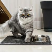 Alfombra De Limpieza Para Gato Con Diseño De Doble Capa Celdas De Miel Antideslizante Lavable Para Toilette De Mascotas Caja De Arenero - details 2