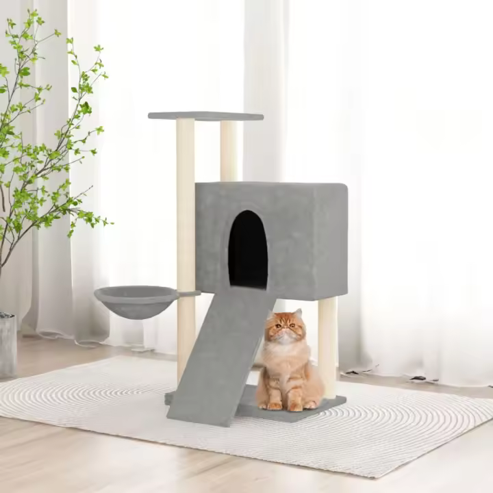 vidaXL Rascador para gatos con postes de sisal 96 cm torre para gatos Color Crema,  Gris claro,  Gris oscuro y mas - 1