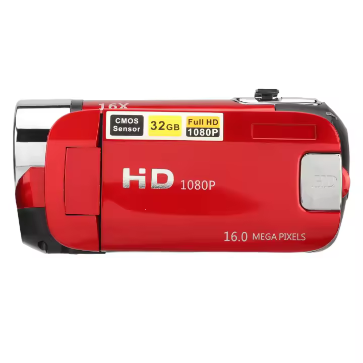 Cámara Digital D90 1080P 16MP videocámara con pantalla giratoria de 2,4 pulgadas grabadora de vídeo HD con Zoom 16X con luz de relleno roja W - 1