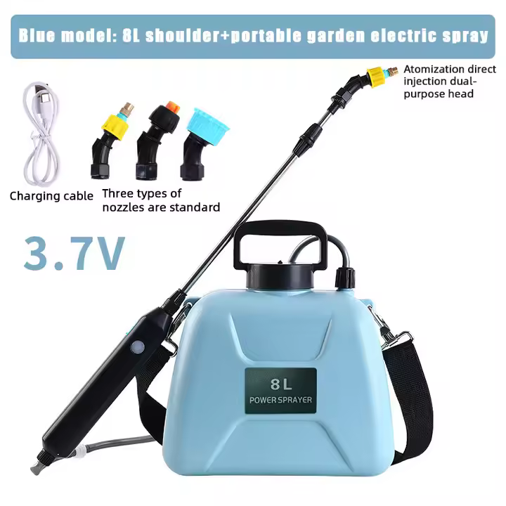 Rociador eléctrico de 8L, regadera con pistola pulverizadora, herramienta de riego recargable por USB para plantas de jardín automáticas - 1