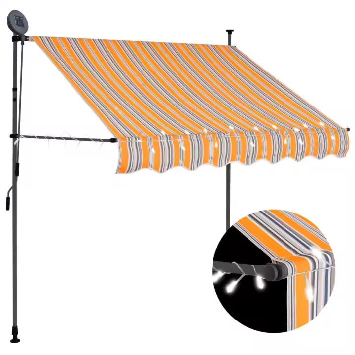 vidaXL Toldo manual retráctil con LED amarillo y azul 100 cm - 1