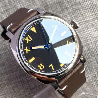 Reloj Automático Tandorio 42mm NH35A 20bar Dial Negro Calífornia Cristal De Zafiro Corona Ajustable Cuarzo Polido Cuero Negro - details 8
