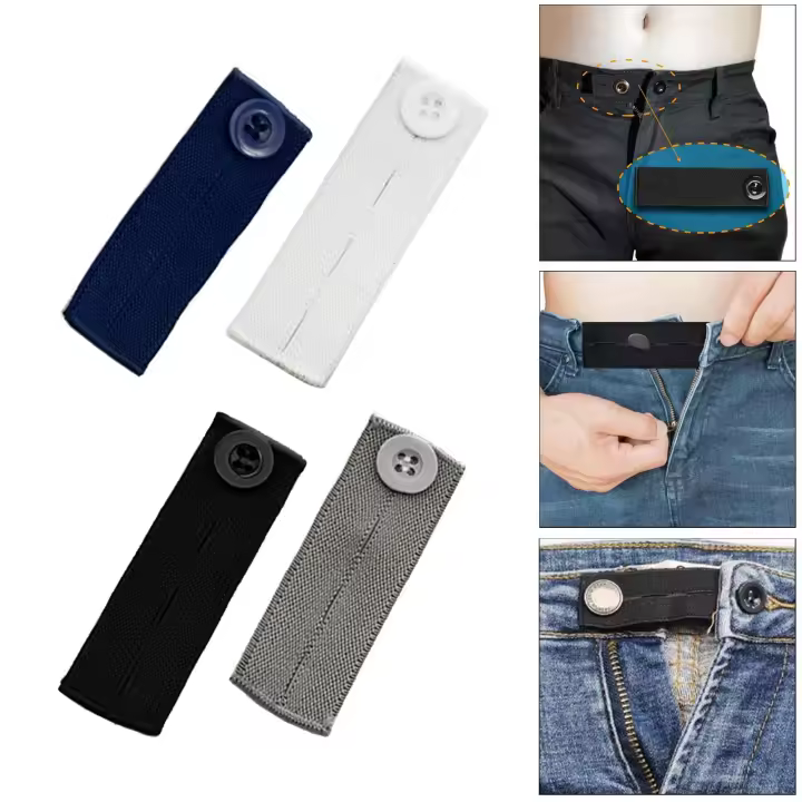4pcs Extensor De Cintura Para Pantalones Botón Extensor Para Maternidad Bandas Elásticas Ajustables Para Hombres Y Mujeres - 1