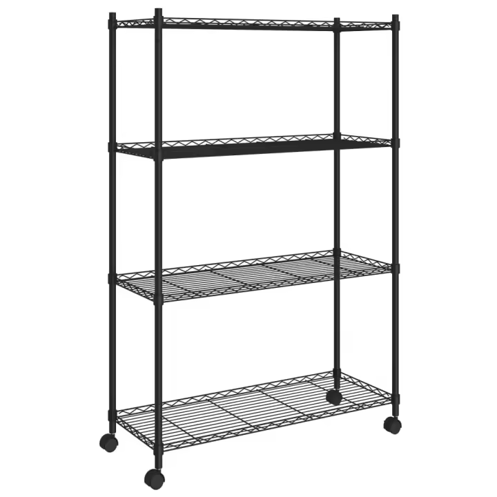 vidaXL Estante Almacenaje 4 Niveles Ruedas 90x35x142cm 200kg Armario Color Negro,  Cromado, y mas - 1