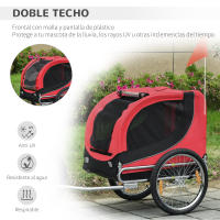 PawHut Remolque Bicicleta Perros Mascota 1 Bandera 8 Reflectores Remolque Bici 130x73x90 cm - details 4