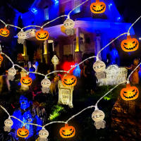 1PC Cadena De Luces De 10/20 LED En Forma De Calabaza Y Momia Para Halloween Luz De Ambiente Espeluznante Piloto Encendido Decoración Interior Exterior - details 0