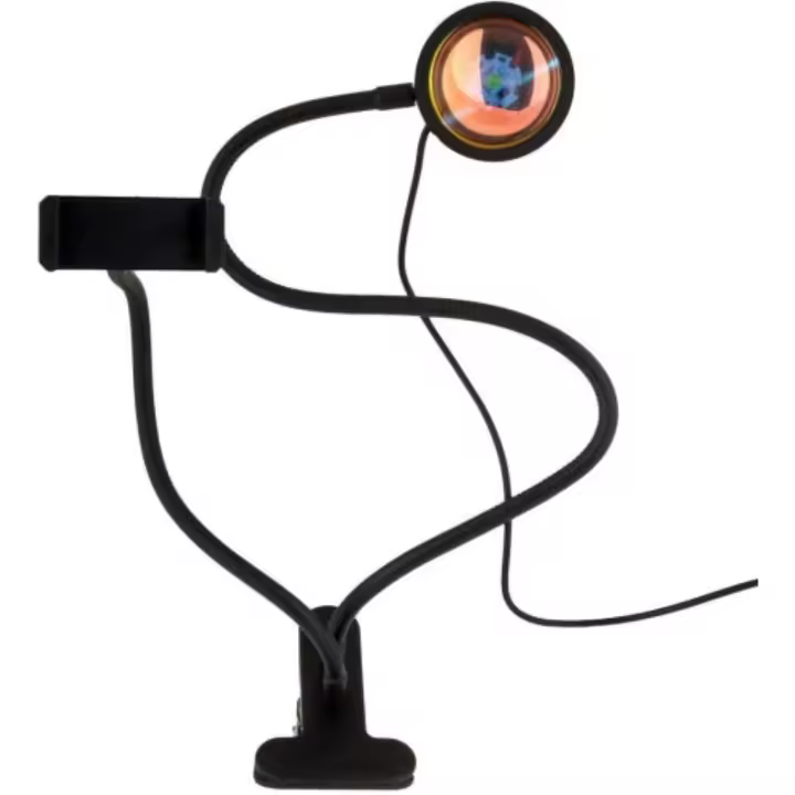 COSHANO Lámpara del Atardecer Sunset Puesta de Sol con USB, Luz LED Ajustable 16 Colores Mando a Distancia (Lampara con Pinza) - 1