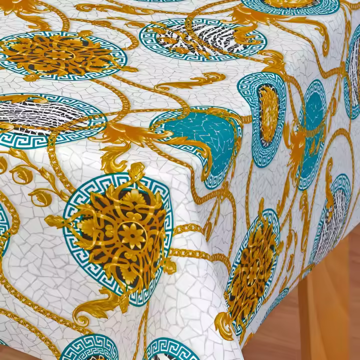 Mantel Hulehule Tex  - Tela Resinada Diseño Exclusivo Estilo Italiano Resistente a Manchas Impermeable Glamour Turquesa - 1