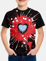 Camiseta De Niño Con Diseño De Corazón Romántico Para San Valentín Camisetas De Verano Para Niños Microfibra Estilo Inglés - details 1