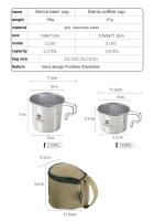 CAMPINGMOON Juego De 4 Piezas Sierra Bowl Y Taza De Acero Inoxidable Para Camping Y Picnics Con Bolsa De Almacenamiento Utensilios De Mesa Al Aire Libre - details 4