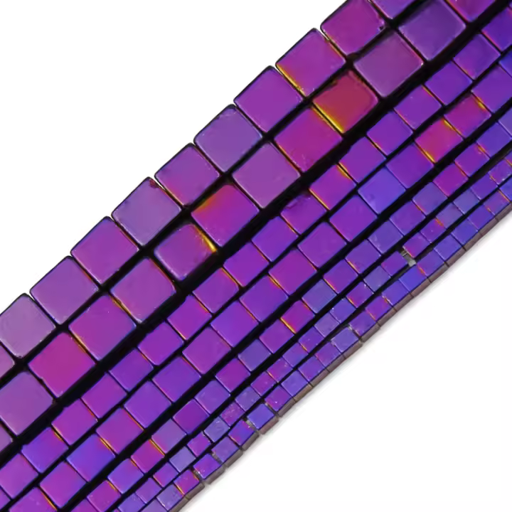 JHNBY Cuentas De Hierro Natural En Forma Cuadrada Color Azul Dorado Morado 2/3/4/6MM Para Creación De Joyería DIY Accesorios Sueltos - 1