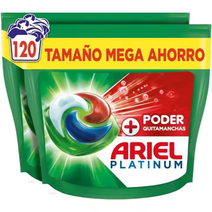 Ariel Todo en 1 Pods Extra, 120 Cápsulas + Poder Quitamanchas, Detergente Líquido para Lavadora | Limpieza Profunda - 1