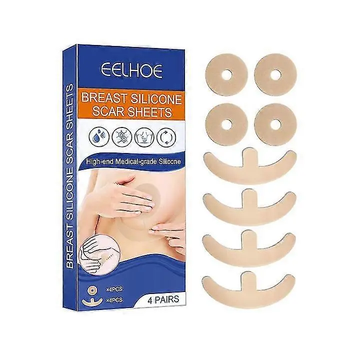 Hojas de Cicatriz de silicona para Mama Paquete de 8 REDUCCIÓN DE Seos después de cirugía para cicatrices, Hojas de eliminación de cicatrices, 4 Tiras suaves de areola Y 4 UN - 1
